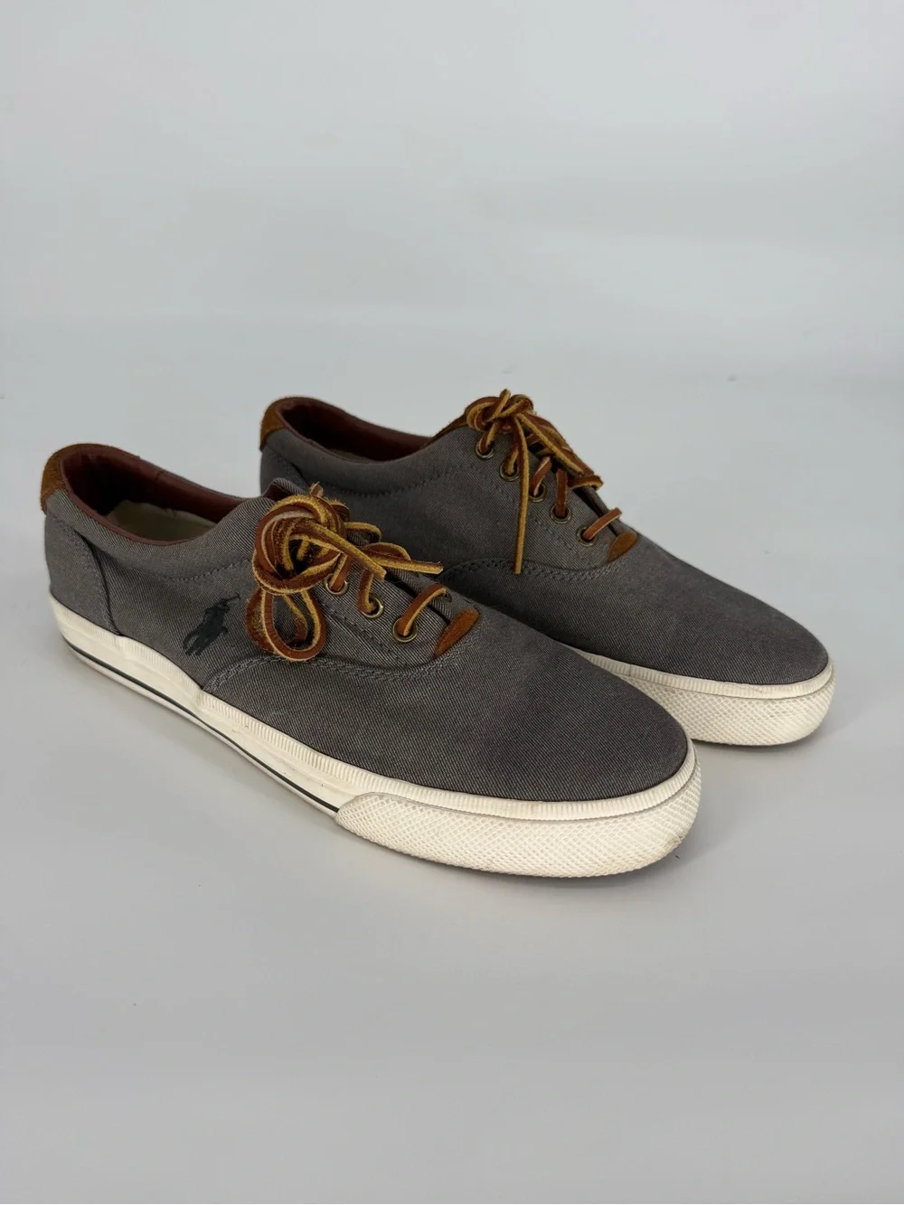 Polo Ralph Lauren Vaughn Canvas Sneakers 9.5D Suede Trim Preppy Heritage Casual